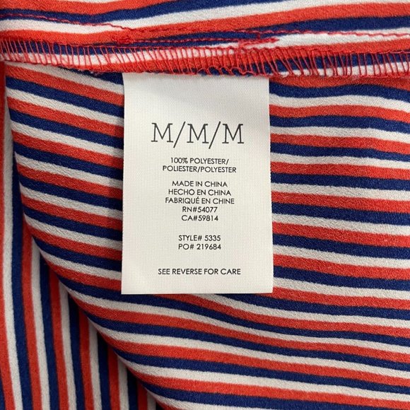 Cabi Top Medium Red Blue White Striped Franklin Popover Blouse Women's - Picture 12 of 14